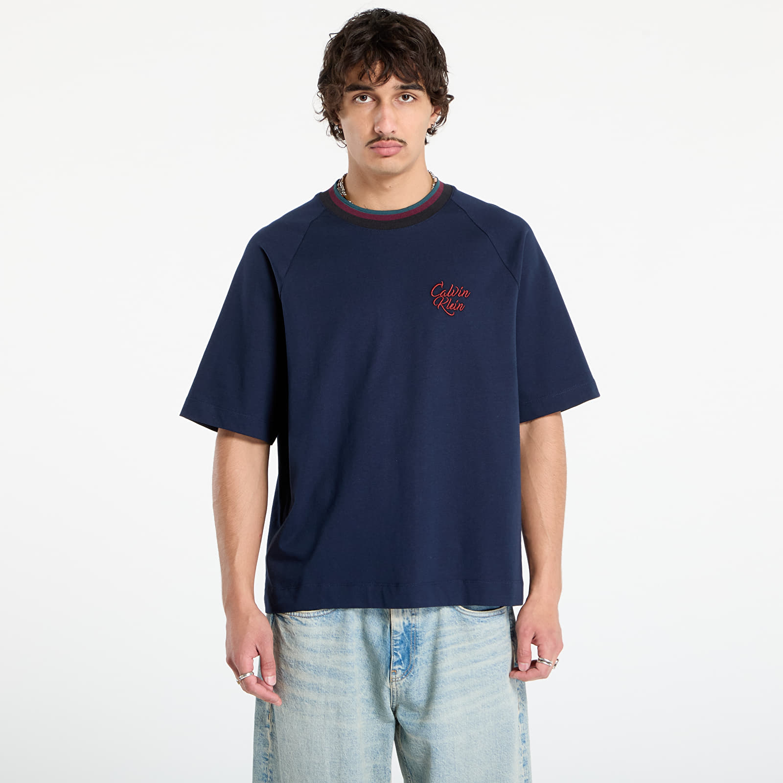 T-Shirts Calvin Klein Jeans Ss 16S Jersey Tipped Tee Blue