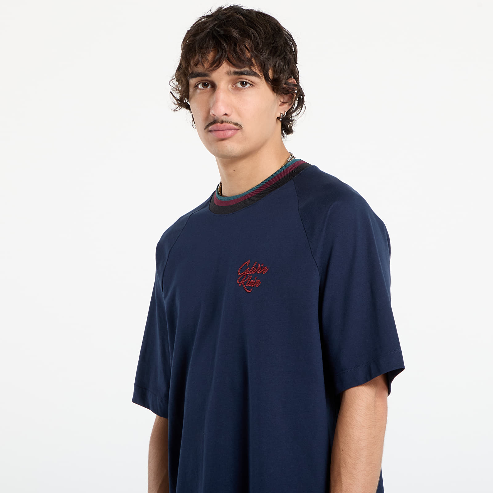 T-Shirts Calvin Klein Jeans Ss 16S Jersey Tipped Tee Blue