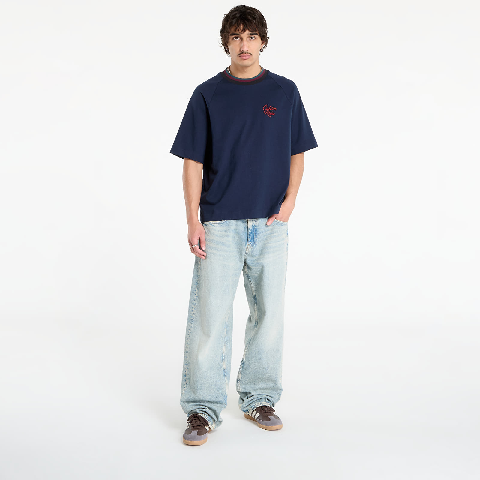 T-Shirts Calvin Klein Jeans Ss 16S Jersey Tipped Tee Blue