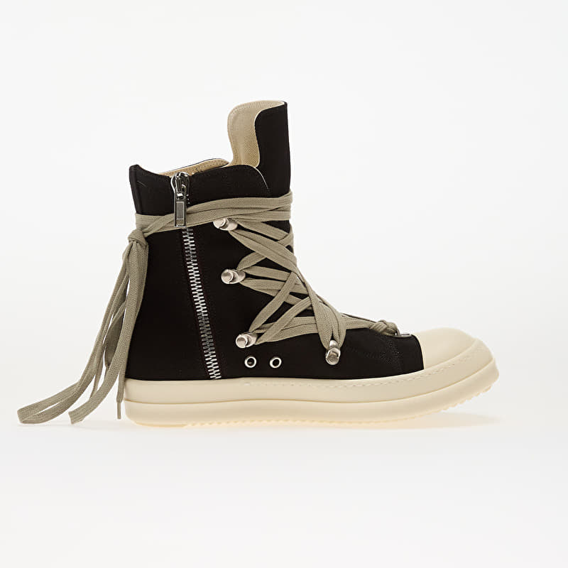 Rick Owens DRKSHDW Denim Shoes - Megalace Sneaks Black/ Milk/ Milk