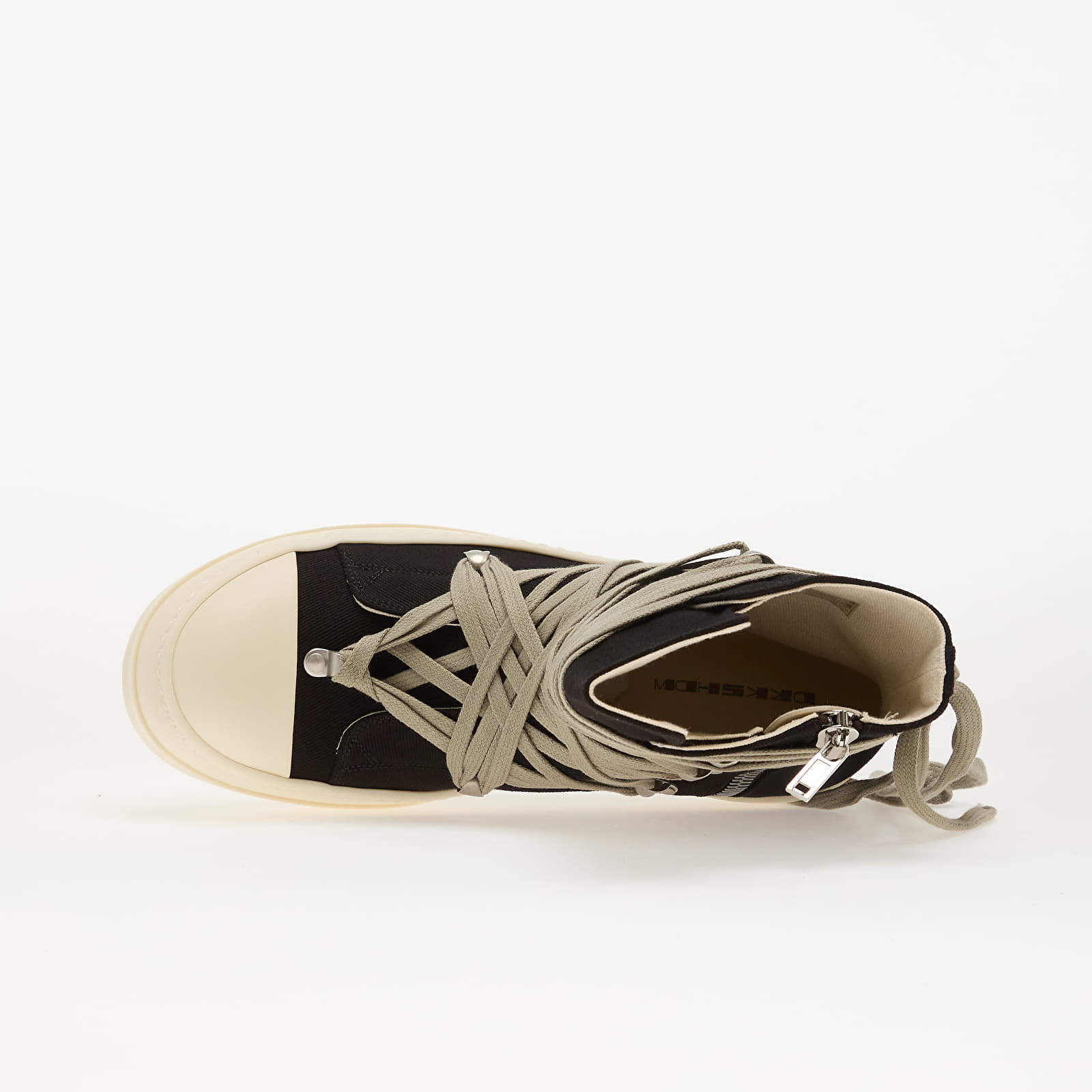 Herren Sneaker und Schuhe Rick Owens Denim Shoes - Megalace Sneaks Black/ Milk/ Milk