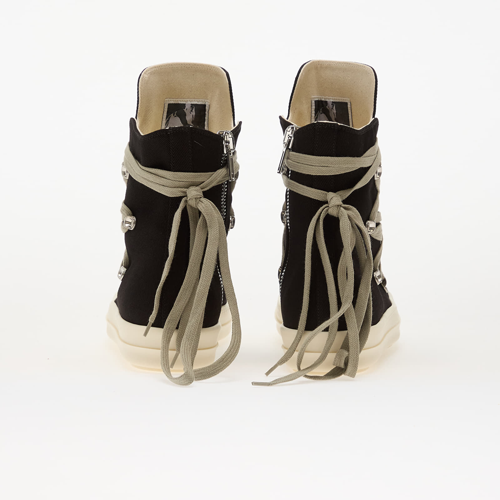 Herren Sneaker und Schuhe Rick Owens Denim Shoes - Megalace Sneaks Black/ Milk/ Milk