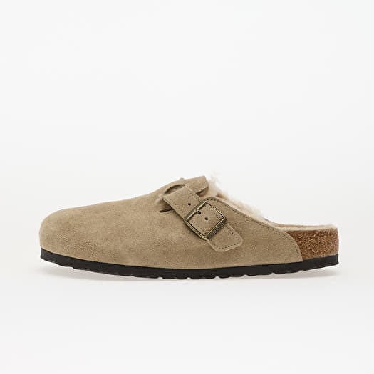 Birkenstock Boston Shearling Suede Leather/ Fur Taupe