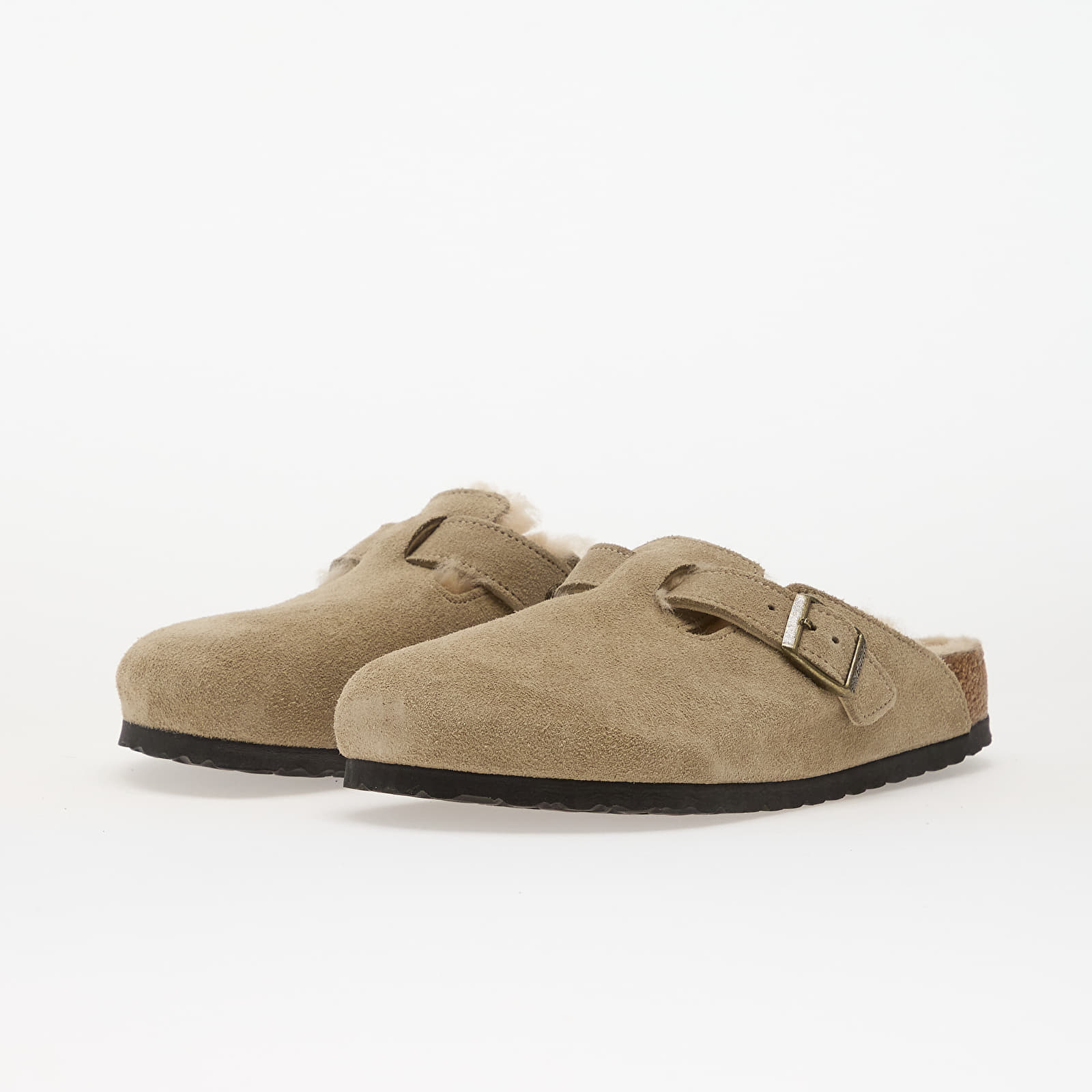Мъжки кецове и обувки Birkenstock Boston Shearling Suede Leather/ Fur Taupe