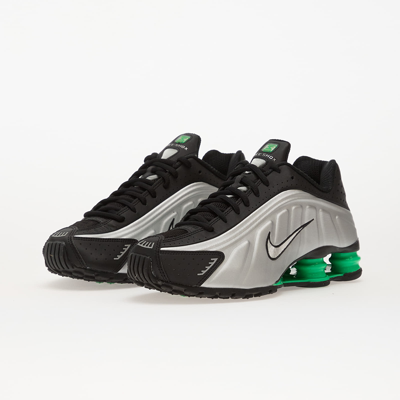 Vyriška avalynė Nike Shox R4 Mtlc Silver/ Mtlc Silver-Black-Green Shock