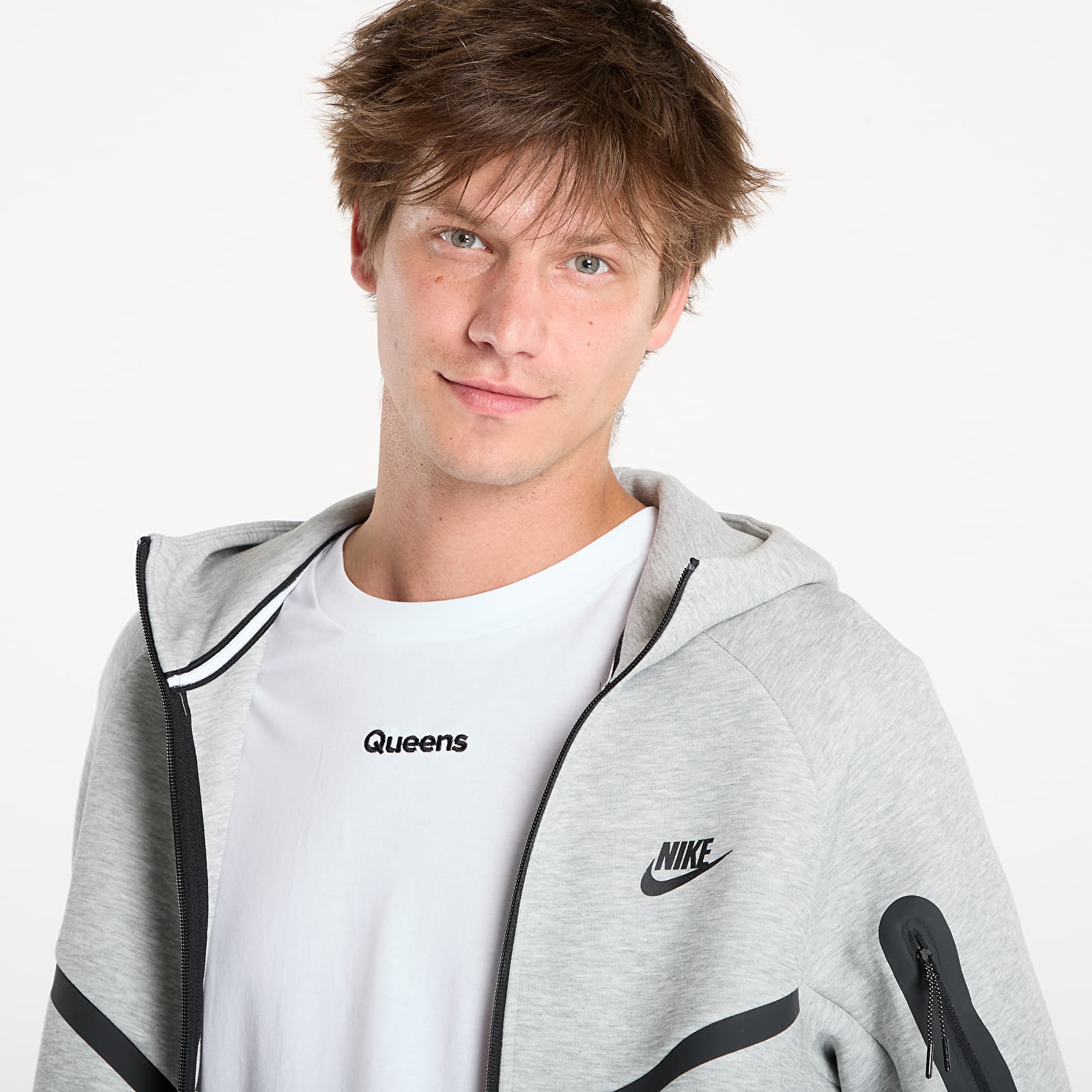 Kapucnis pulóverek és pulcsik Nike Tech Men's Fleece Windrunner Full-Zip Jacket Dk Grey Heather/ Black