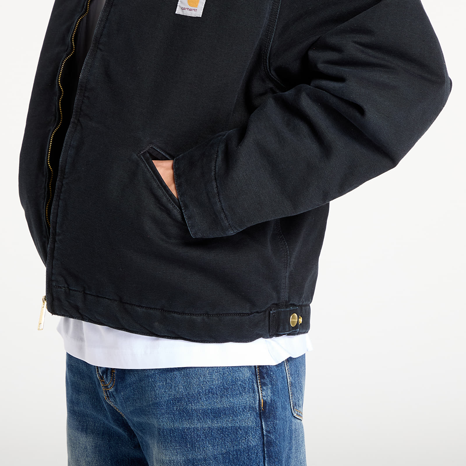 Pánske bundy Carhartt WIP OG Detroit Jacket Black/ Black Stone Canvas