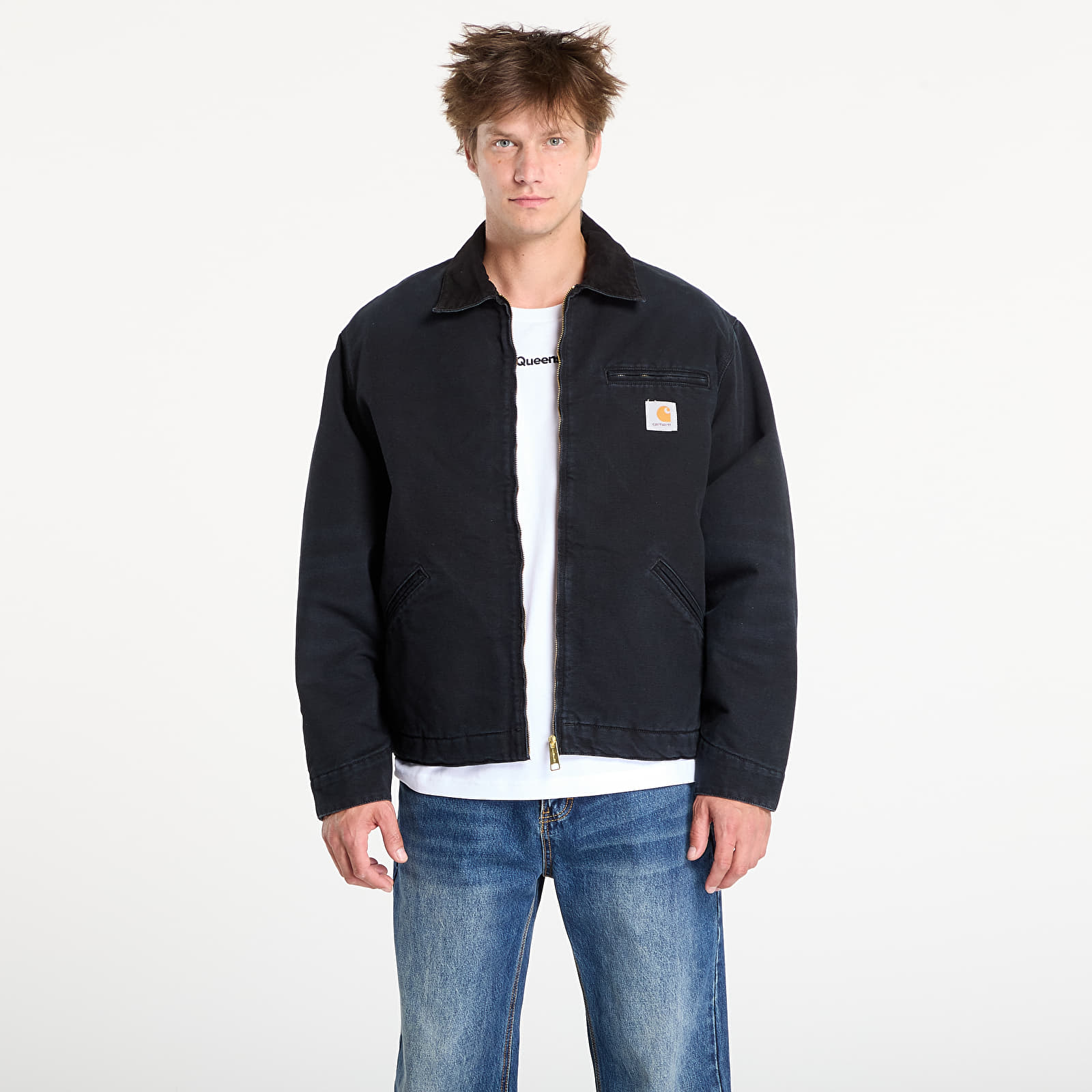 Pánske bundy Carhartt WIP OG Detroit Jacket Black/ Black Stone Canvas