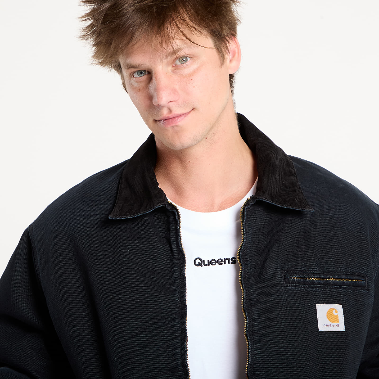 Pánske bundy Carhartt WIP OG Detroit Jacket Black/ Black Stone Canvas