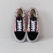 Vans checkerboard black sale red