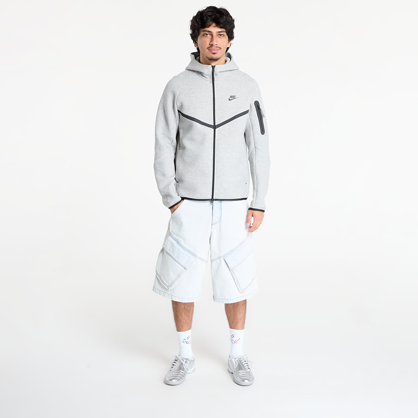 Kapucnis pulóverek és pulcsik Nike Tech Men's Fleece Windrunner Full-Zip Jacket Dk Grey Heather/ Black