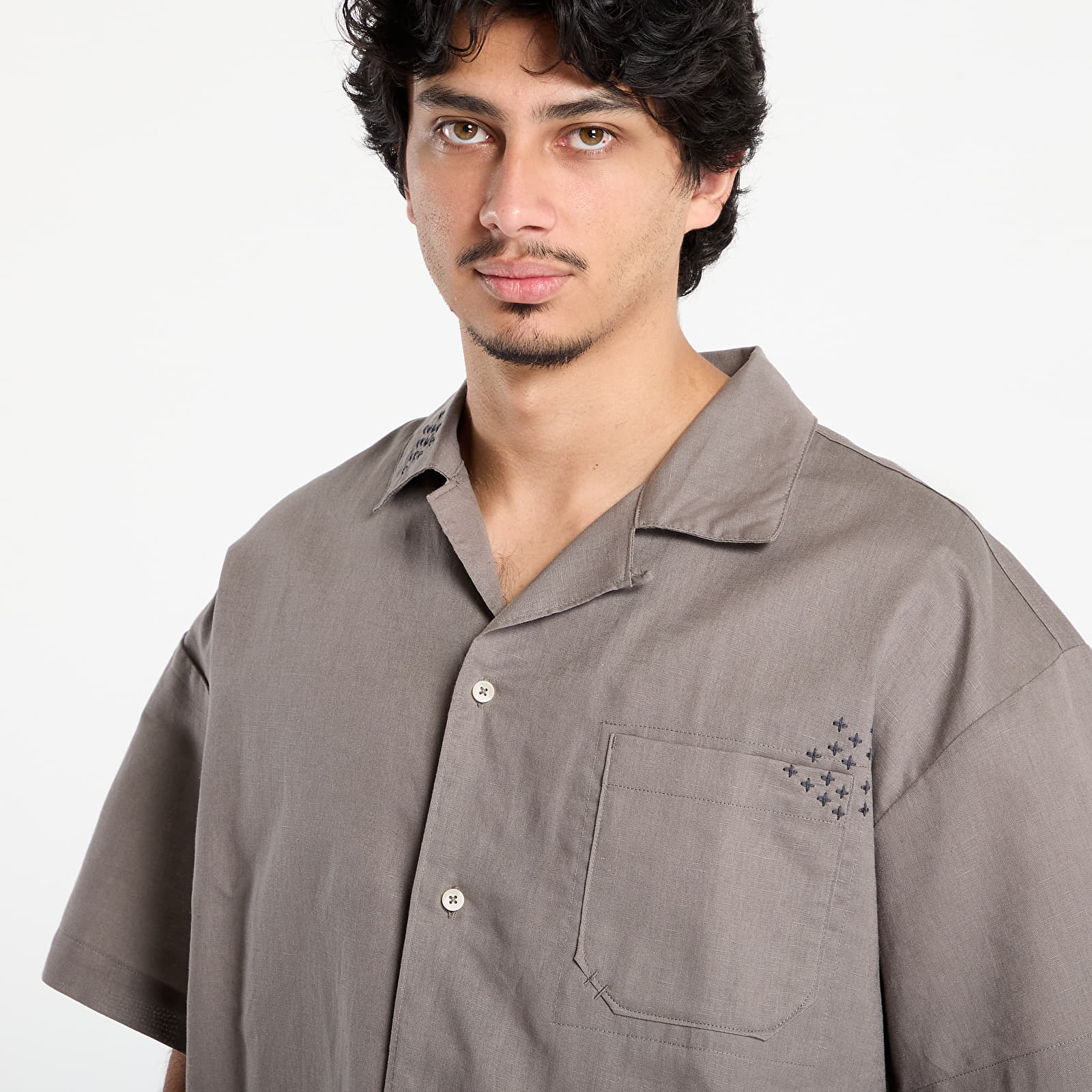Ризи Nike Life Men's Linen Short-Sleeve Button Down Cave Stone/ Anthracite/ Cave Stone