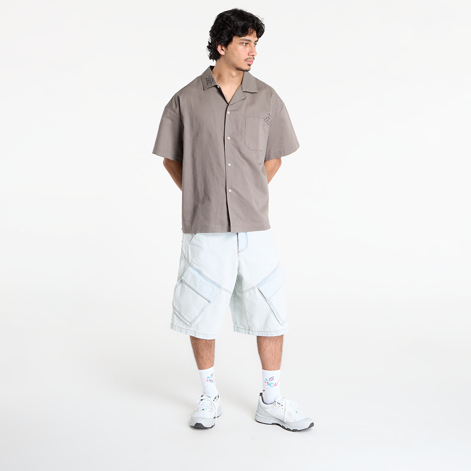 Ризи Nike Life Men's Linen Short-Sleeve Button Down Cave Stone/ Anthracite/ Cave Stone