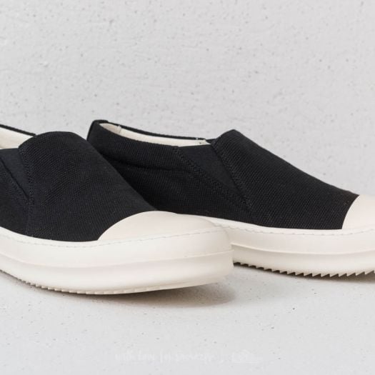 Men s shoes Rick Owens Boat Sneakers Black Milk Footshop