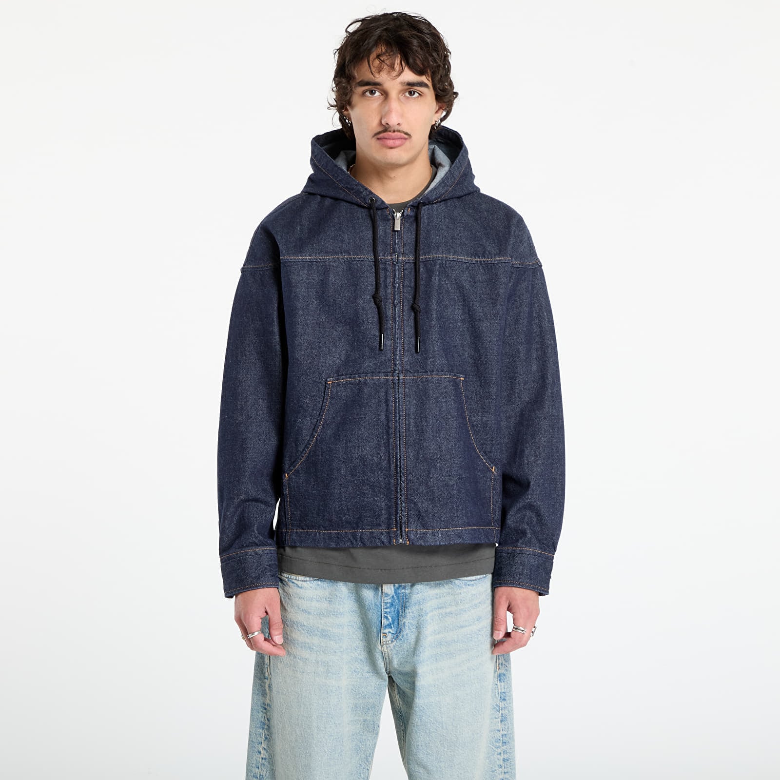 Jachetă Calvin Klein Jeans Denim Zip Front Hood Jacket Blue L