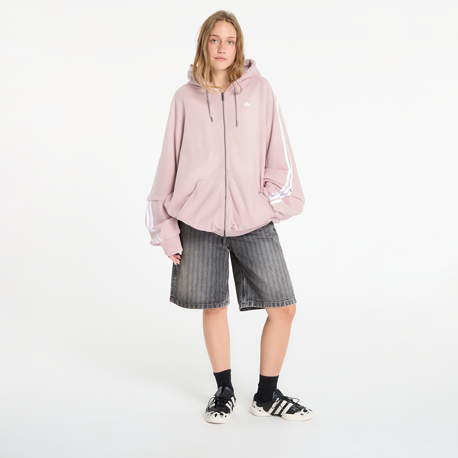 Sweatjacken und Sweatshirts adidas Adilenium Season 4 Teamgeist Washed Oversized Full-Zip Hoodie New Rose/ Dove Grey
