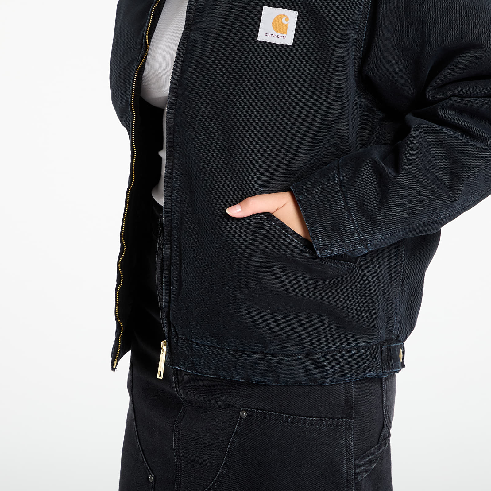 Pánske bundy Carhartt WIP OG Detroit Jacket Black/ Black Stone Canvas