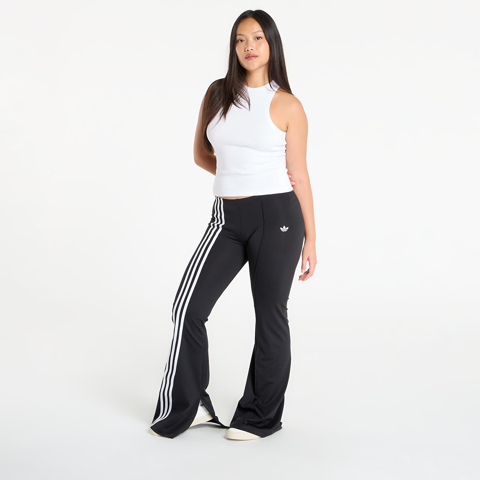 Дамски панталон adidas Ribbon Off Placed 3-Stripes Flared Joggers Black/ Black