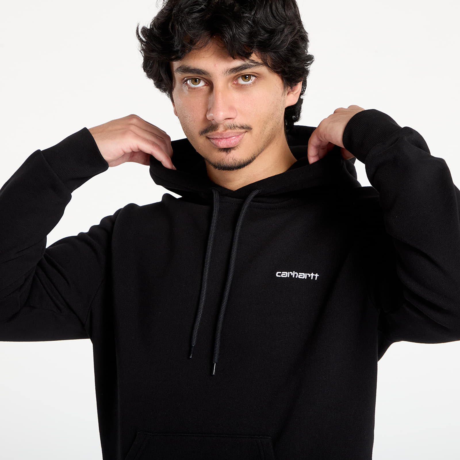 Суичърти Carhartt WIP Hooded Script Embroidery Sweat UNISEX Black/ White