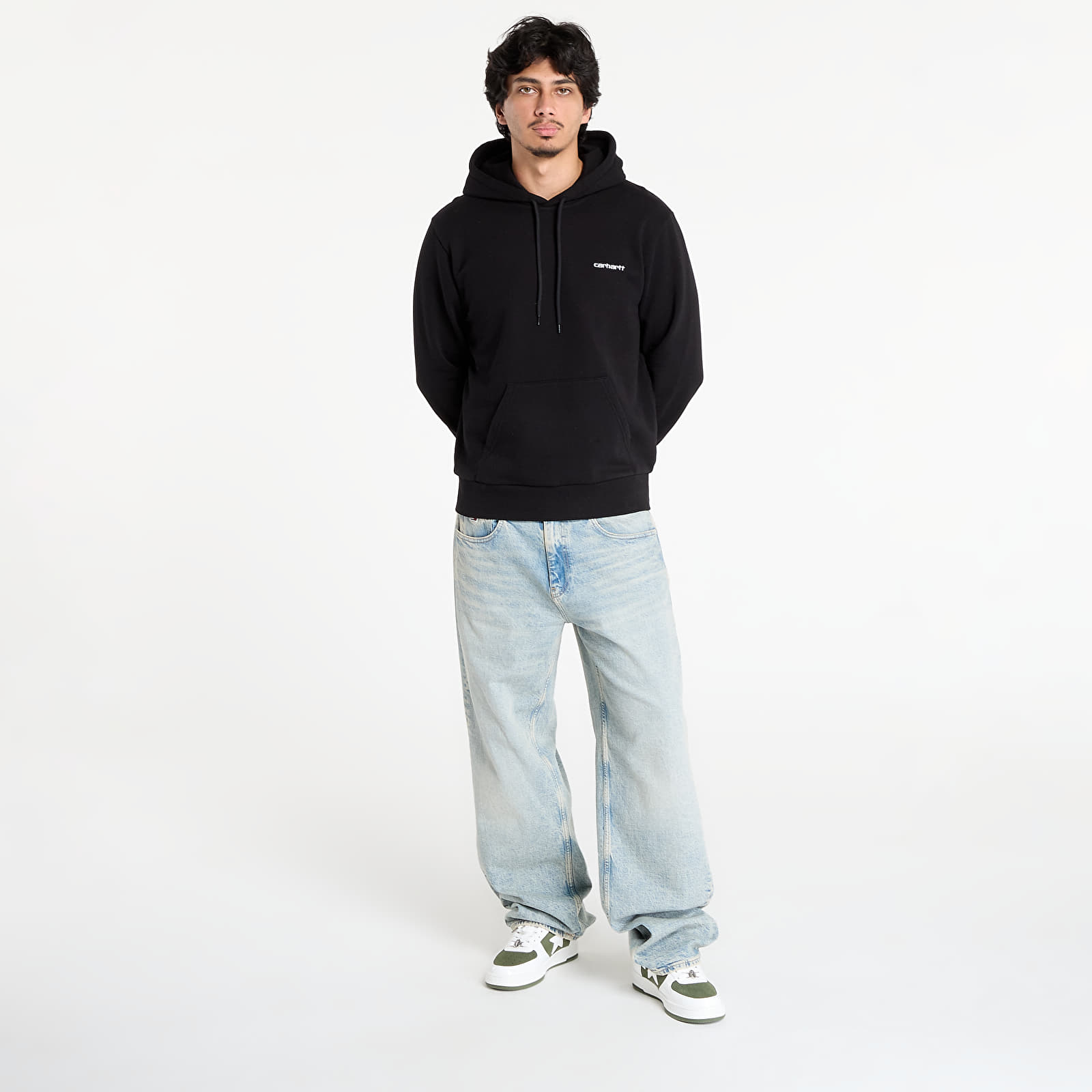 Суичърти Carhartt WIP Hooded Script Embroidery Sweat UNISEX Black/ White