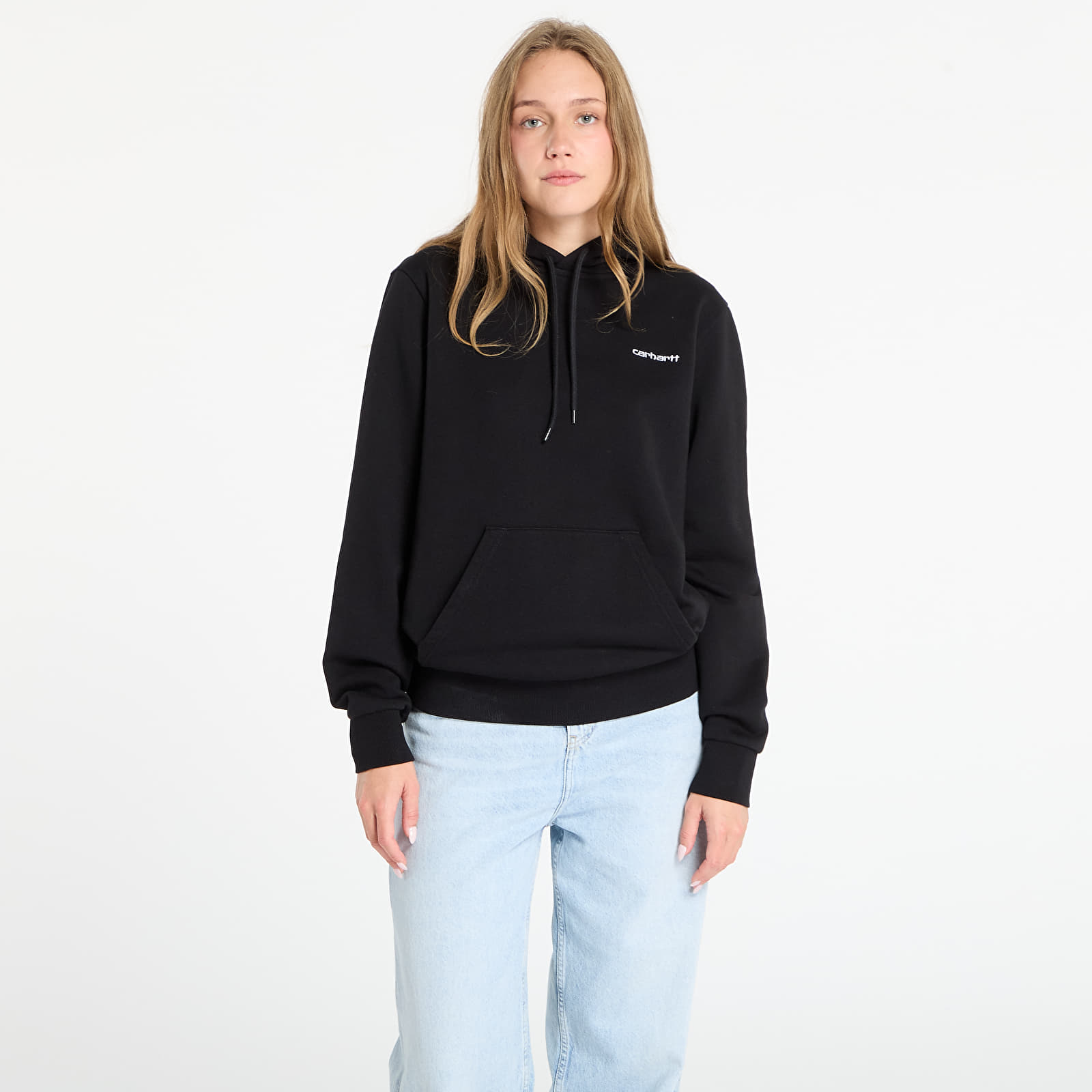 Суичърти Carhartt WIP Hooded Script Embroidery Sweat UNISEX Black/ White