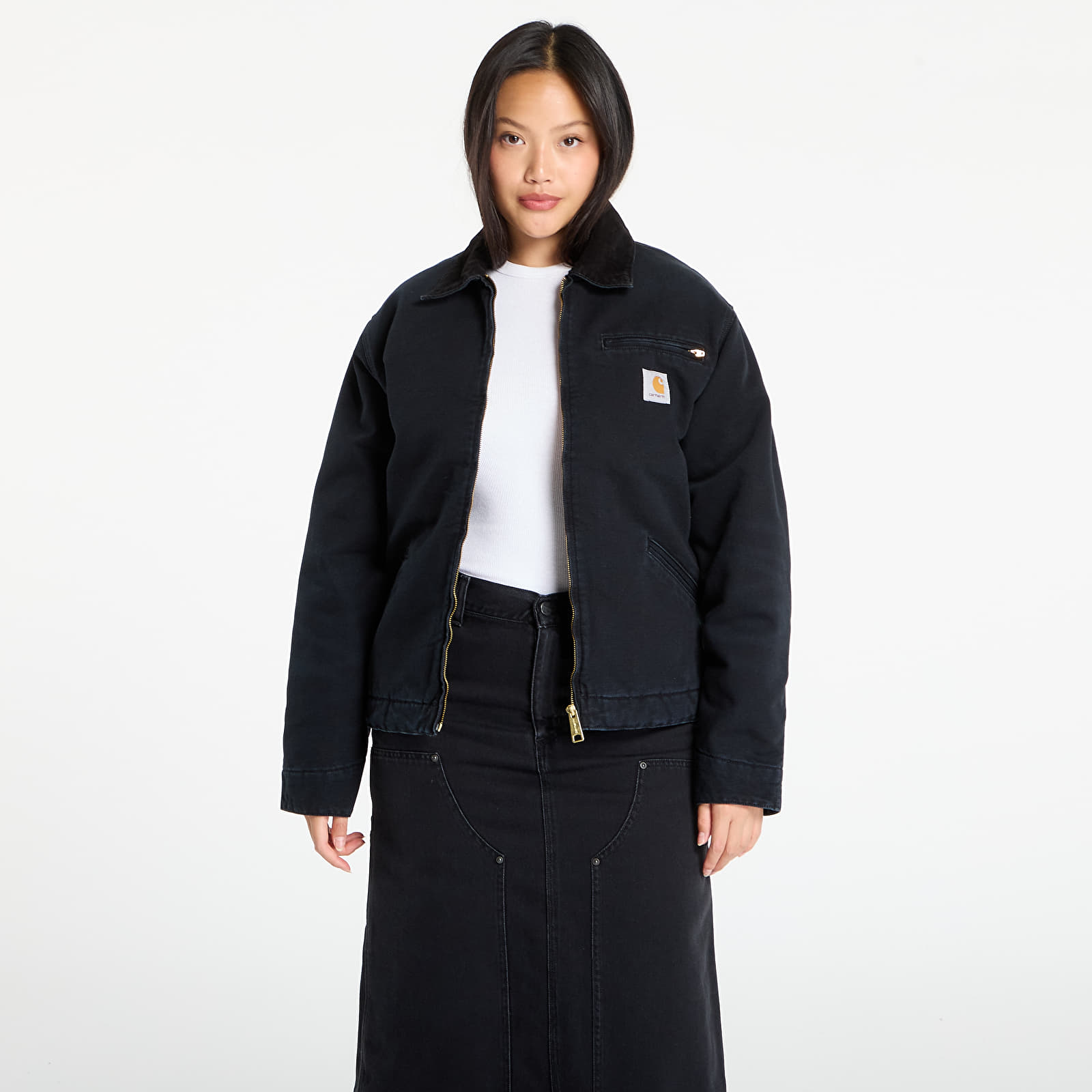 Pánske bundy Carhartt WIP OG Detroit Jacket Black/ Black Stone Canvas