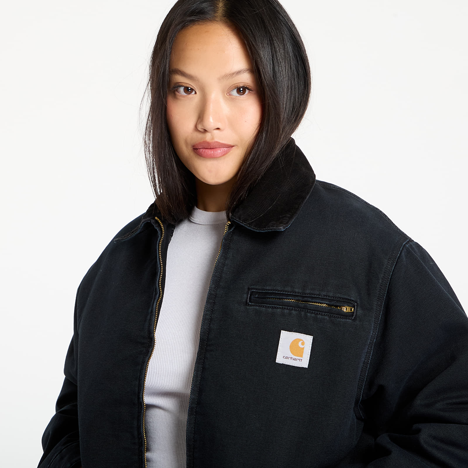 Pánske bundy Carhartt WIP OG Detroit Jacket Black/ Black Stone Canvas