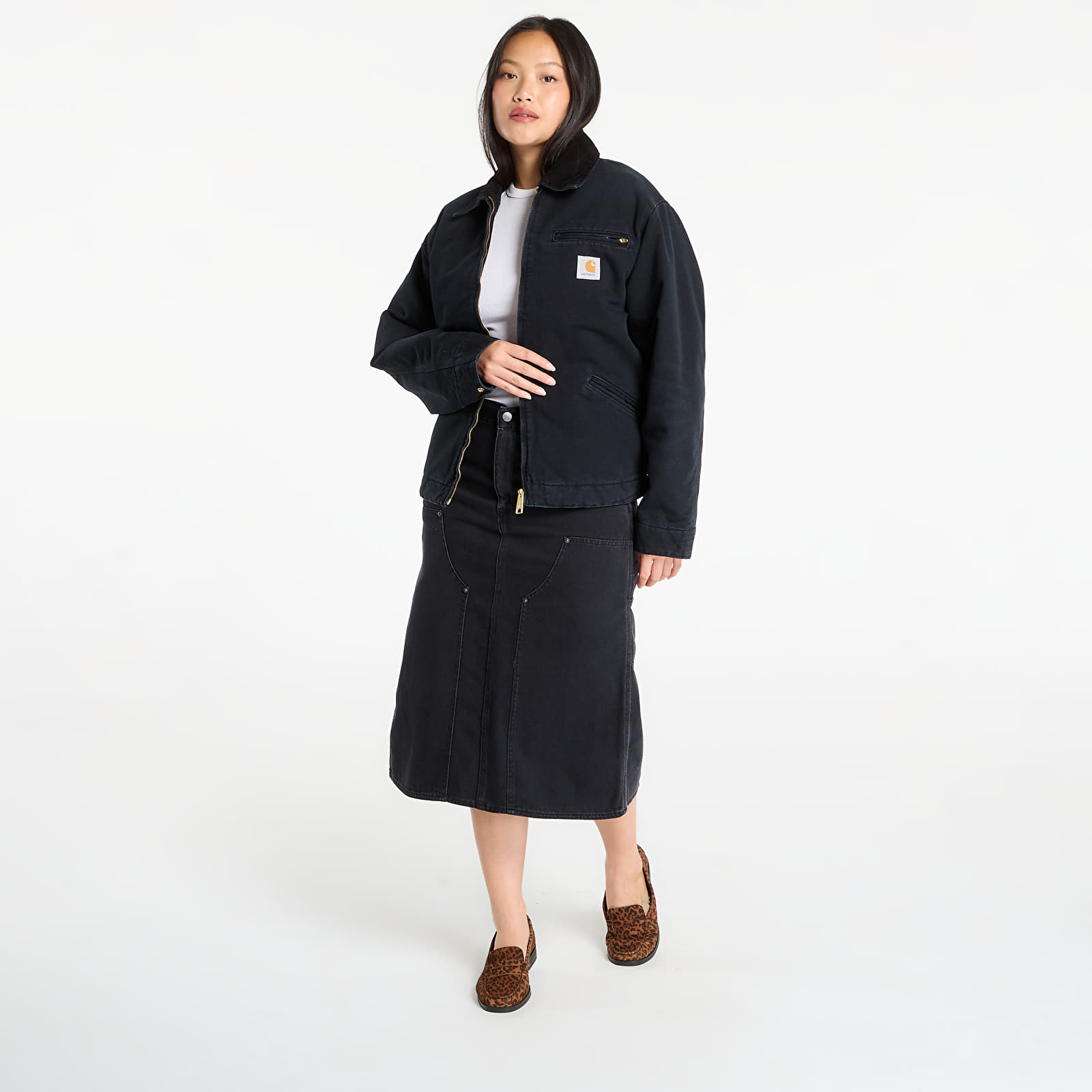 Pánske bundy Carhartt WIP OG Detroit Jacket Black/ Black Stone Canvas