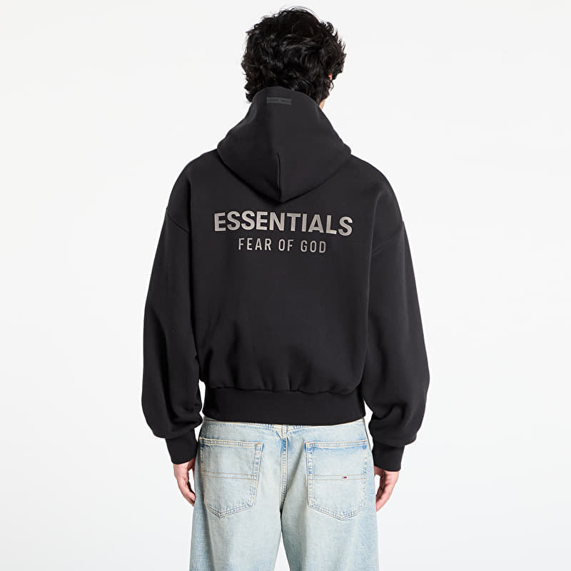 Fear of God Essentials Classic Full Zip Hoodie Jet Black | Footshop