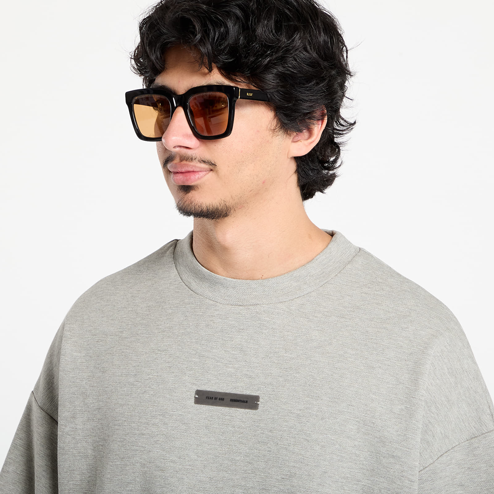 T-Shirts Fear of God Essentials Pique 90's Short Sleeve Tee Concrete Heather