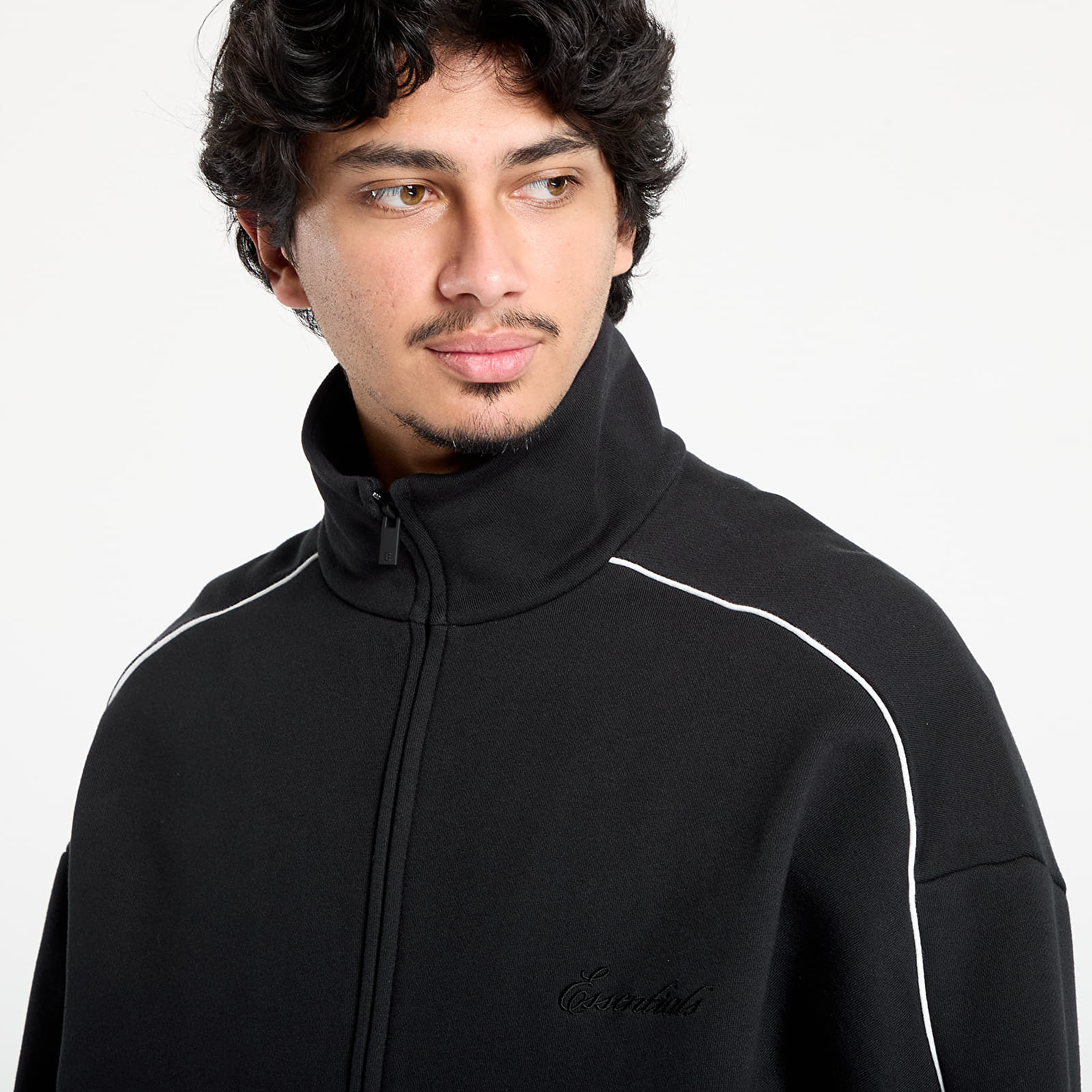 Hoodies and sweatshirts  Fear of God Essentials Modern Track Jacket Jet Black/ Cloud White