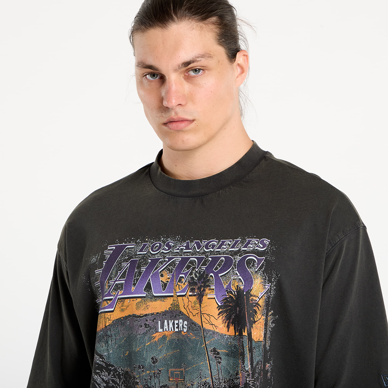 Männer T-Shirts New Era NBA Washed Graphic Los Angeles Lakers UNISEX White Heather Gray