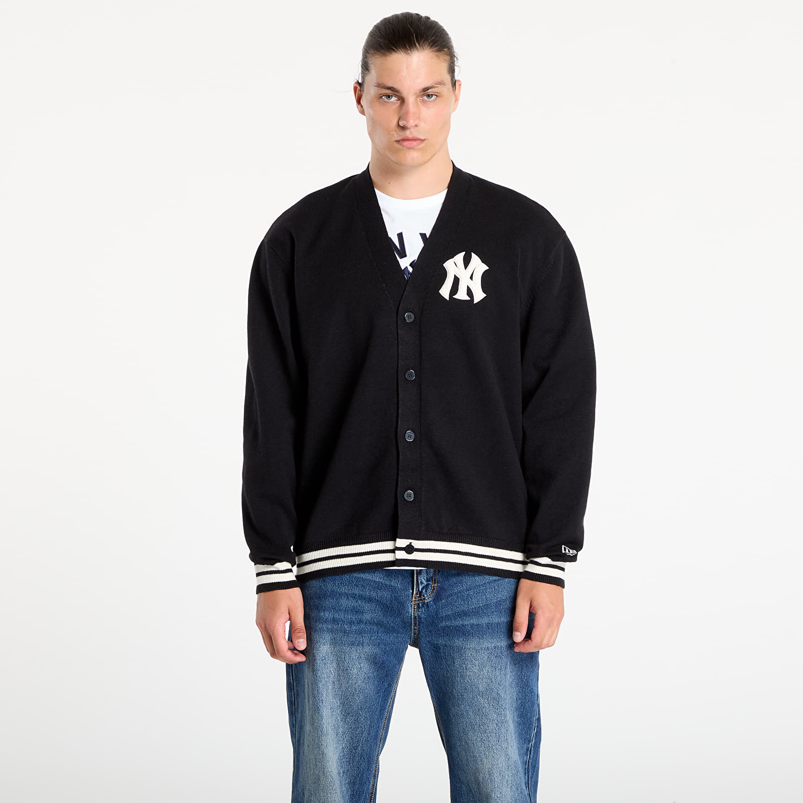 Férfi pulóverek New Era MLB Knit Cardigan New York Yankees UNISEX Black