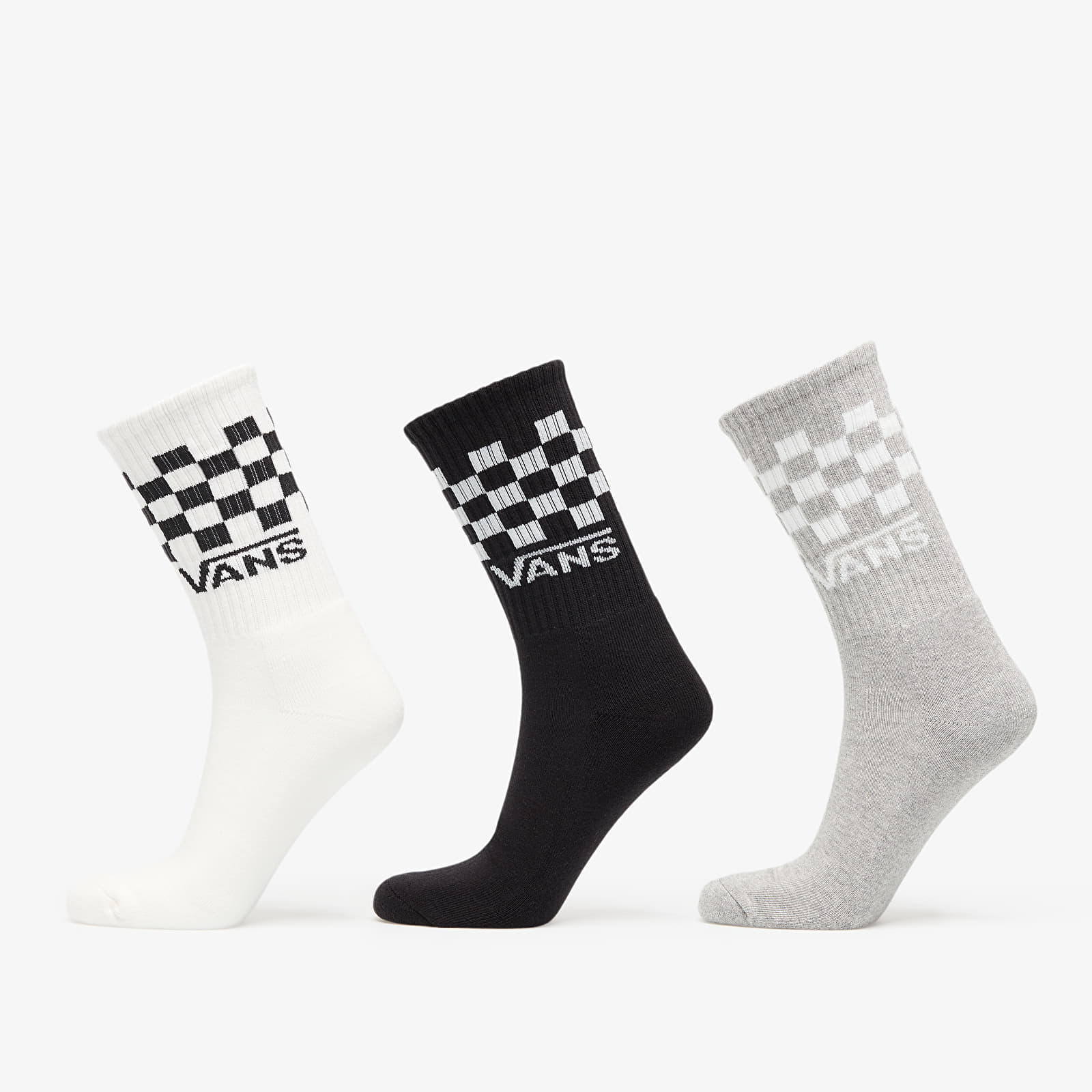 Socken - Männer Vans Classic Check Crew 3-Pack White/ Black/ Grey