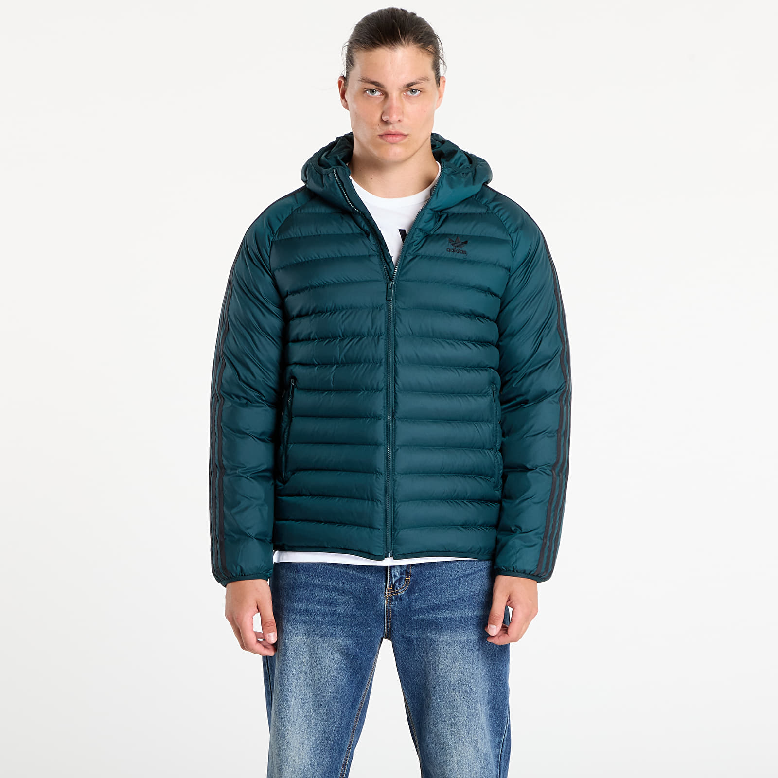 Férfi kabátok adidas Synthetic Hooded Jacket Aurora Ivy/ Black