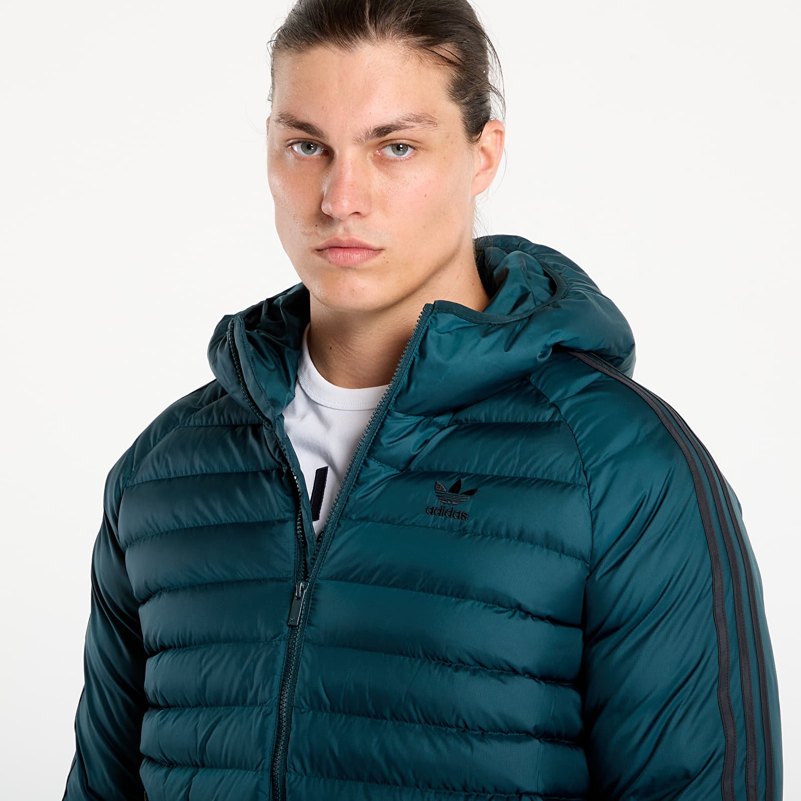 Férfi kabátok adidas Synthetic Hooded Jacket Aurora Ivy/ Black