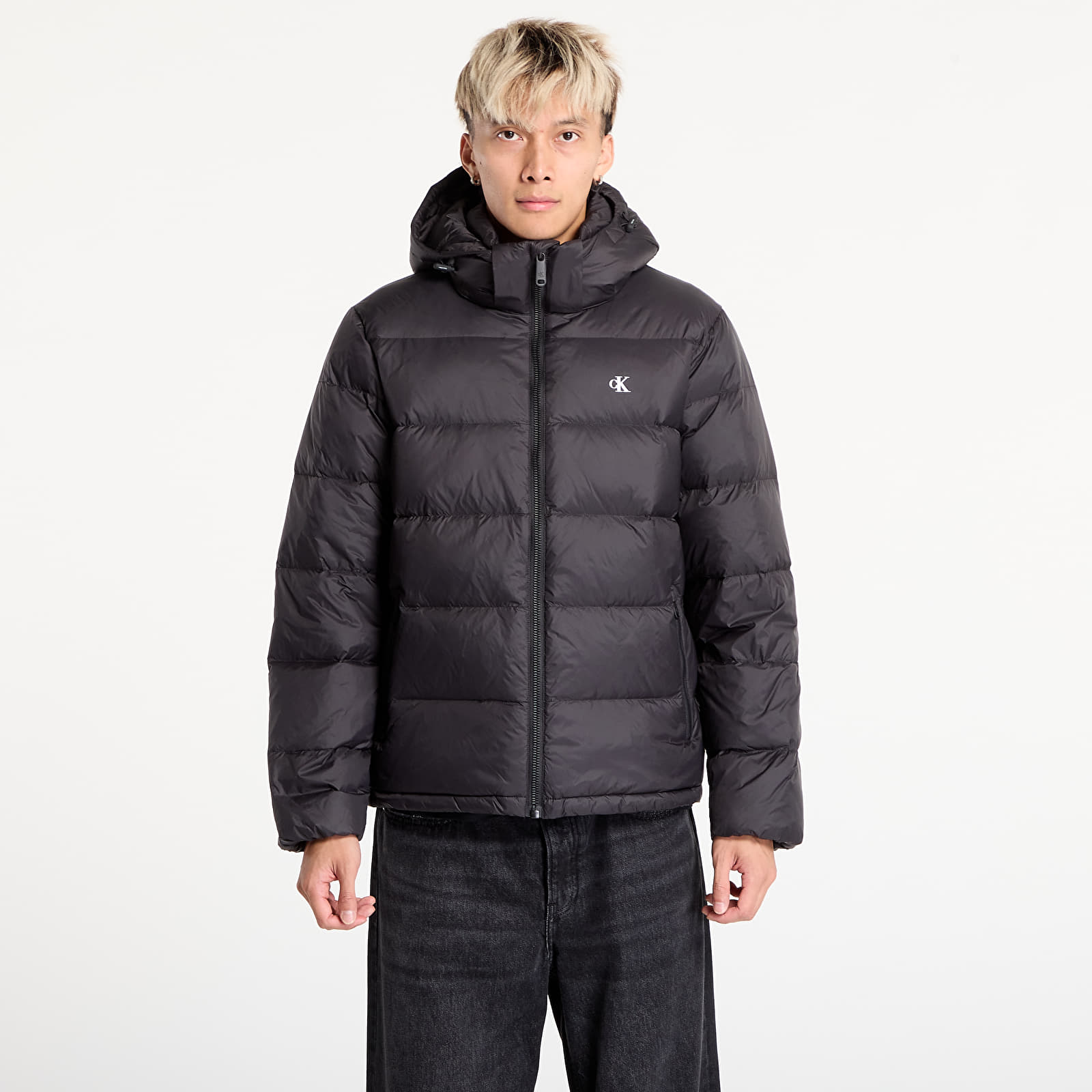 Férfi bélelt kabátok Calvin Klein Jeans Ls Nylon Zip Off Hooded Jacket Black