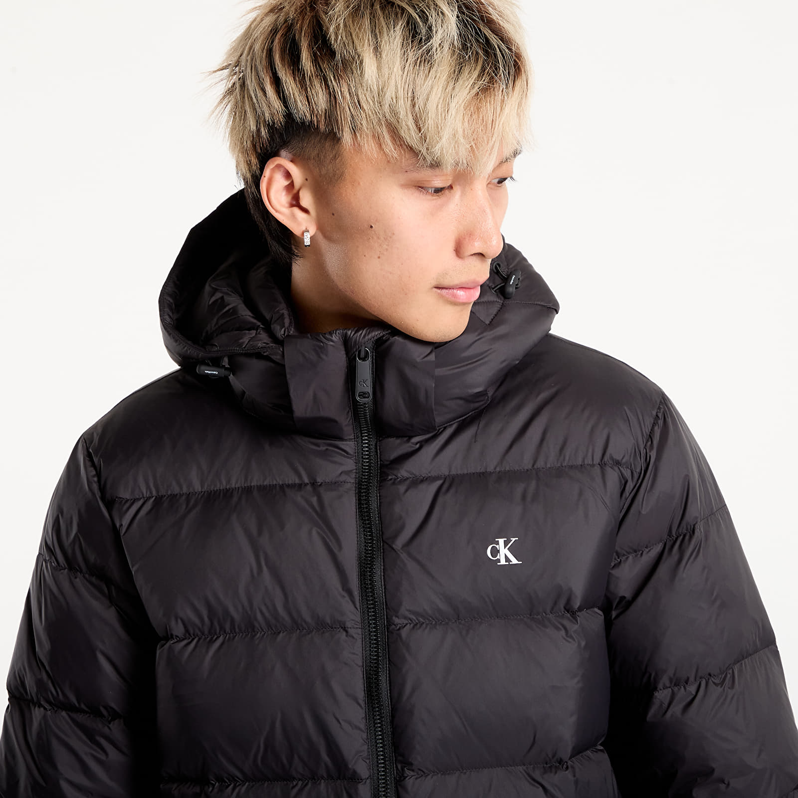 Férfi bélelt kabátok Calvin Klein Jeans Ls Nylon Zip Off Hooded Jacket Black