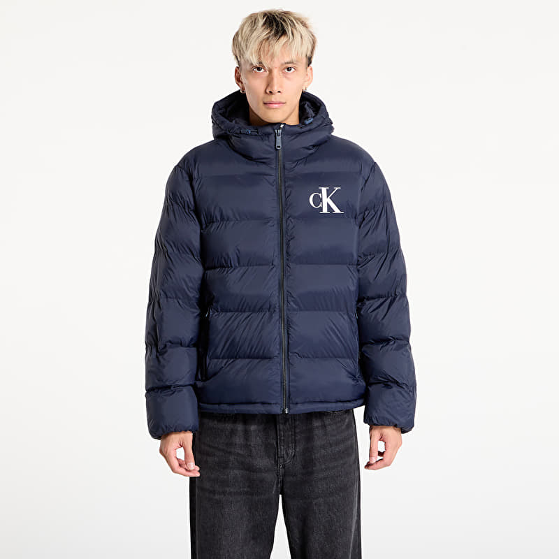 Calvin Klein Jeans Ls Nylon Monogram Puff Jacket Blue