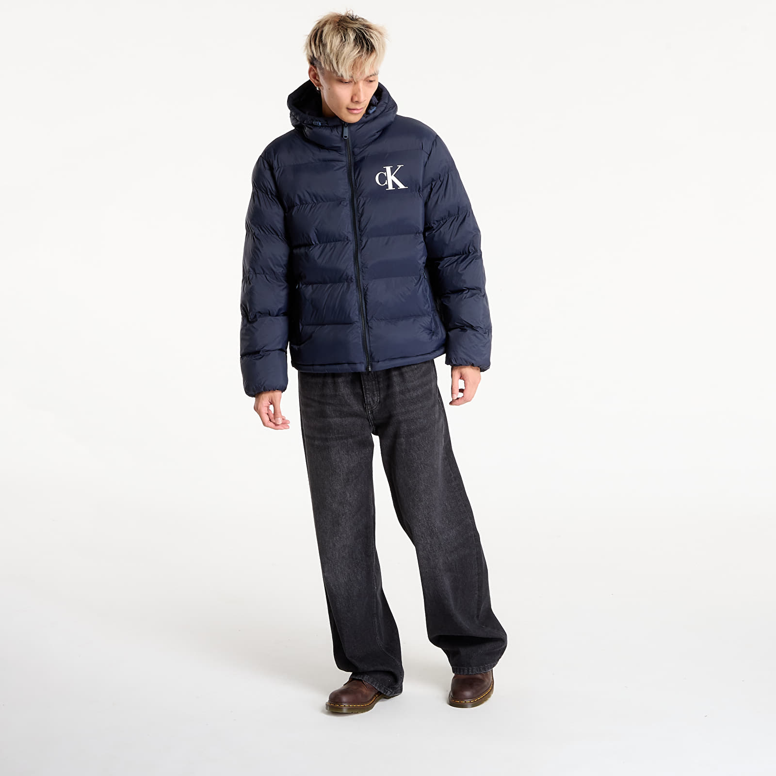 Puffer-jakker Calvin Klein Jeans Ls Nylon Monogram Puff Jacket Blue