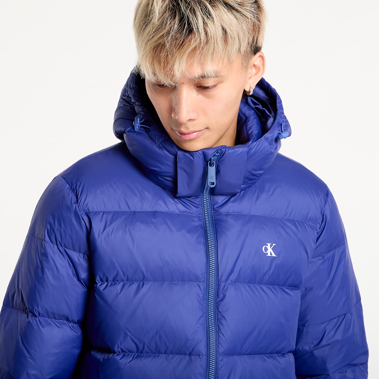 Puffer-jakker Calvin Klein Jeans Ls Nylon Zip Off Hooded Jacket Blue