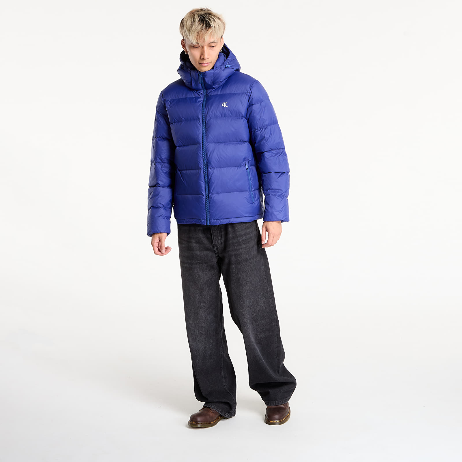 Puffer-jakker Calvin Klein Jeans Ls Nylon Zip Off Hooded Jacket Blue