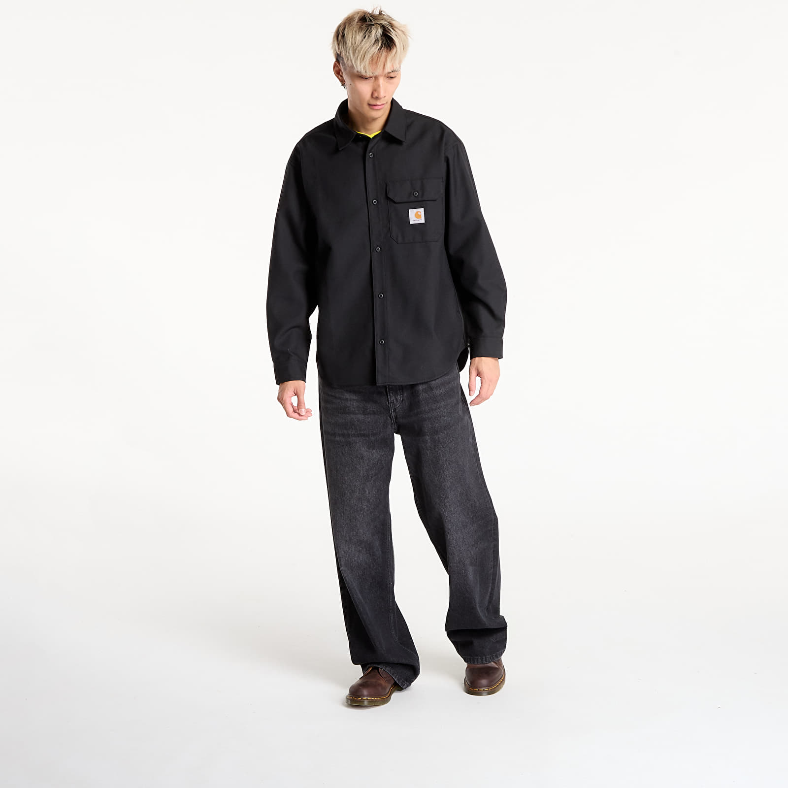 Shirts Carhartt WIP L/S Ray Shirt UNISEX Black Rigid