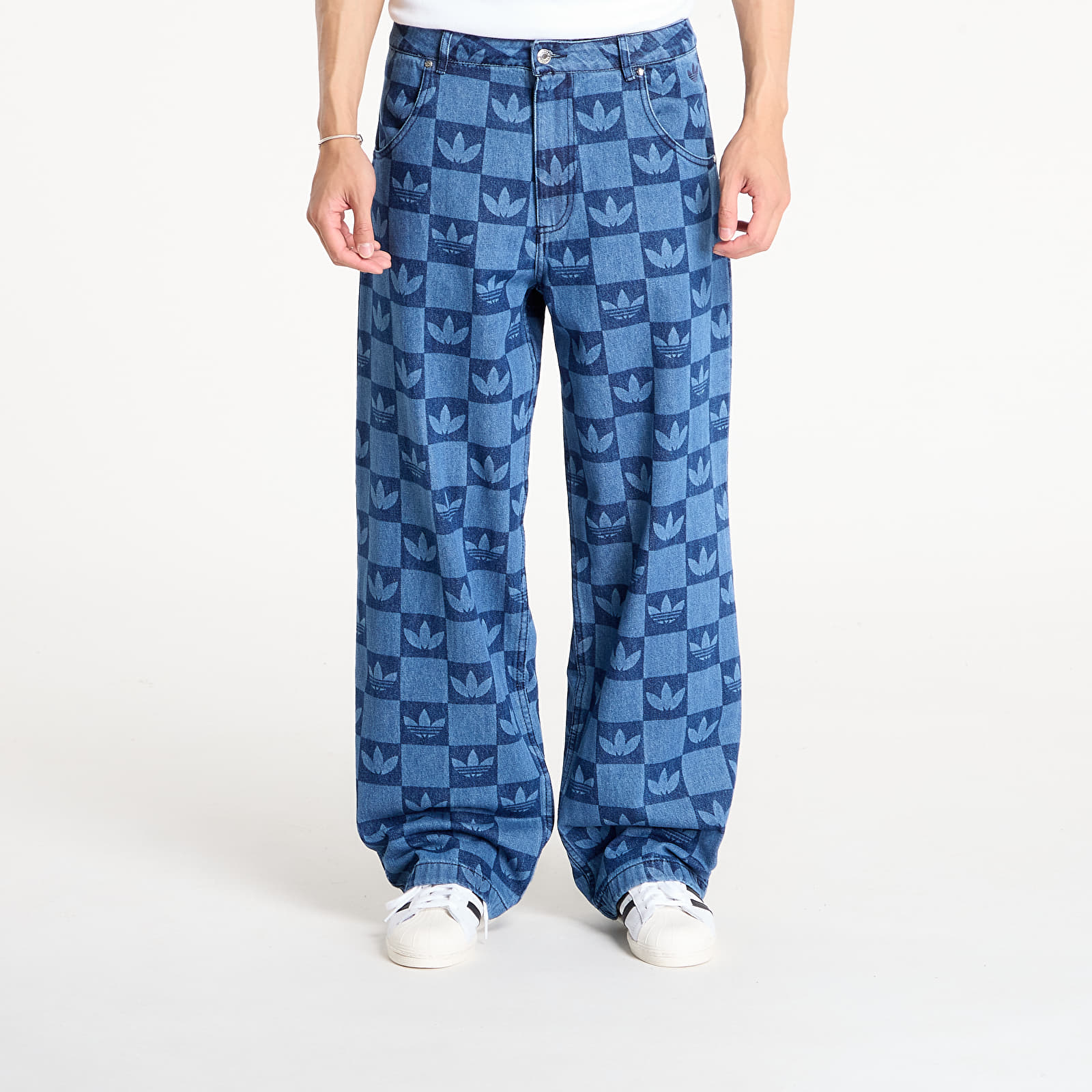 Jeans adidas Monogram All Over Print Regular Denim Pants Indigo Denim