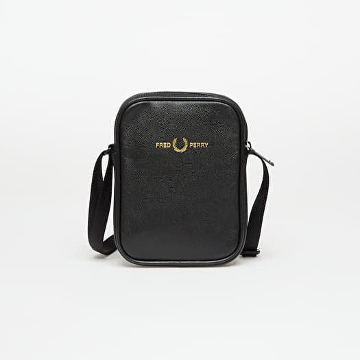FRED PERRY Scotchgrain Leather Side Bag Black