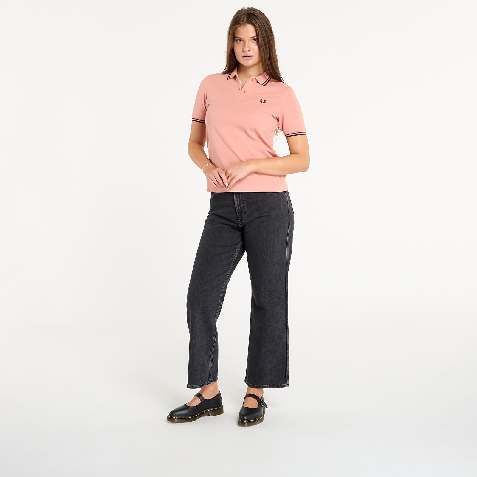 Női pólók FRED PERRY Twin Tipped Shirt Blossom Pink/ Anchor Grey/ Black