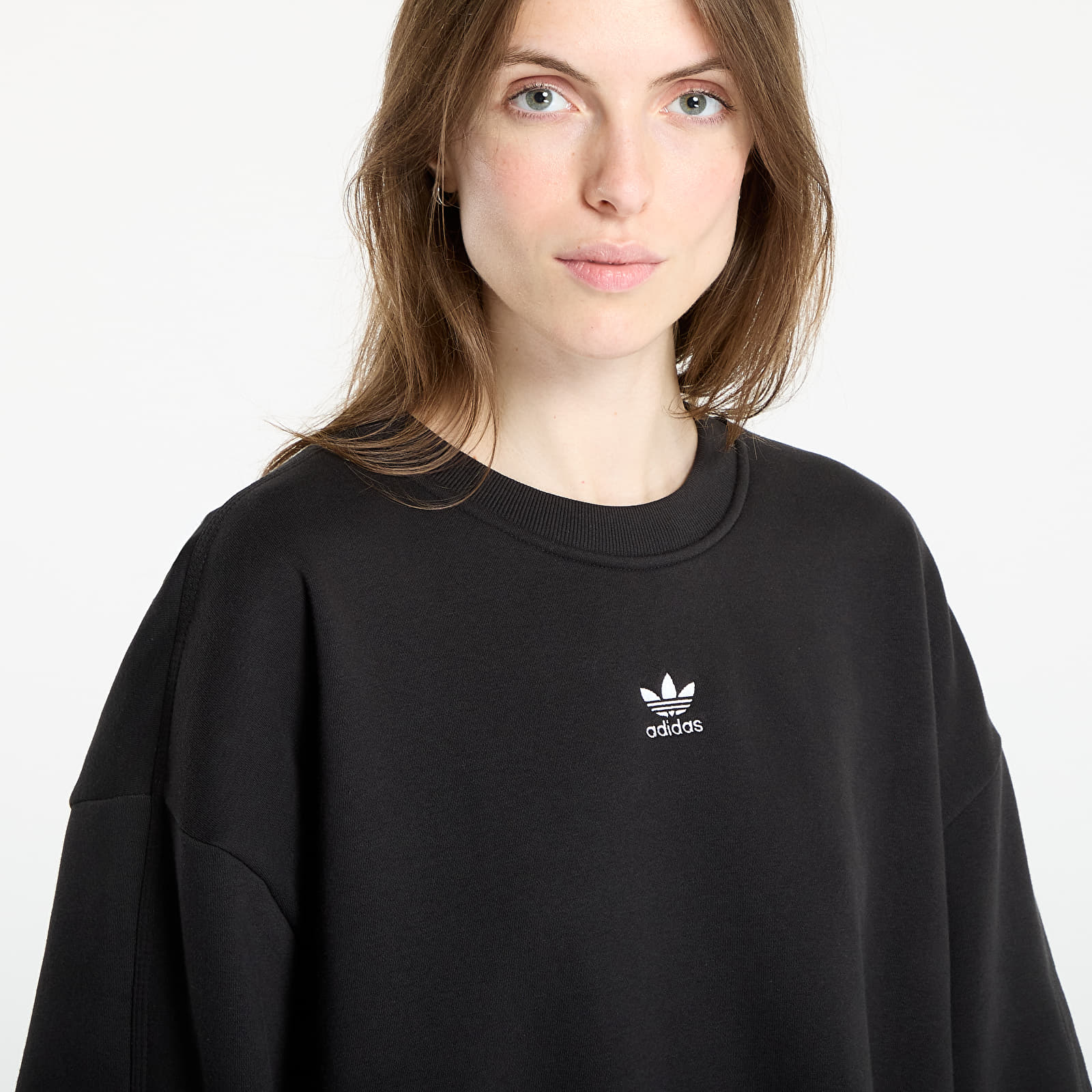 Mikinas ar kapuci un sporta krekli adidas Essentials Fleece Long Oversized Crew Sweatshirt Black