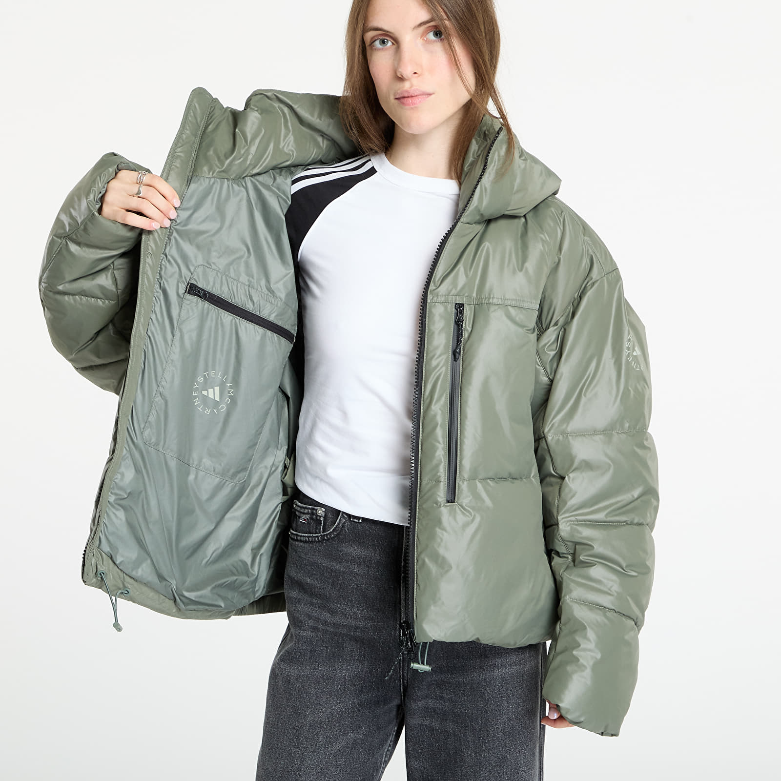 Pufferjakker adidas by Stella McCartney Short Padded Winter Jacket Stone Green