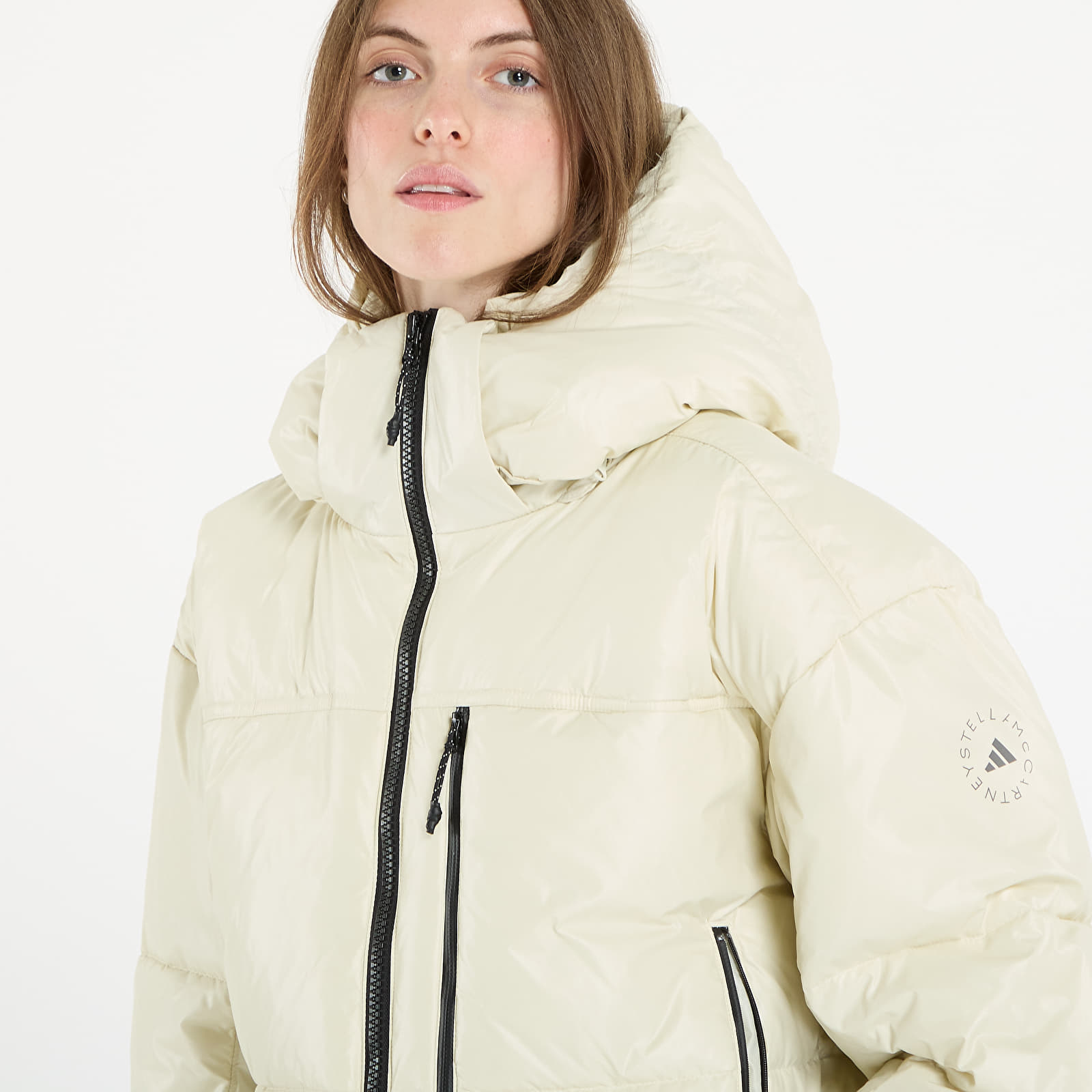 Pufferjoped adidas By Stella McCartney Short Padded Winter Jacket Almond Milk-smc