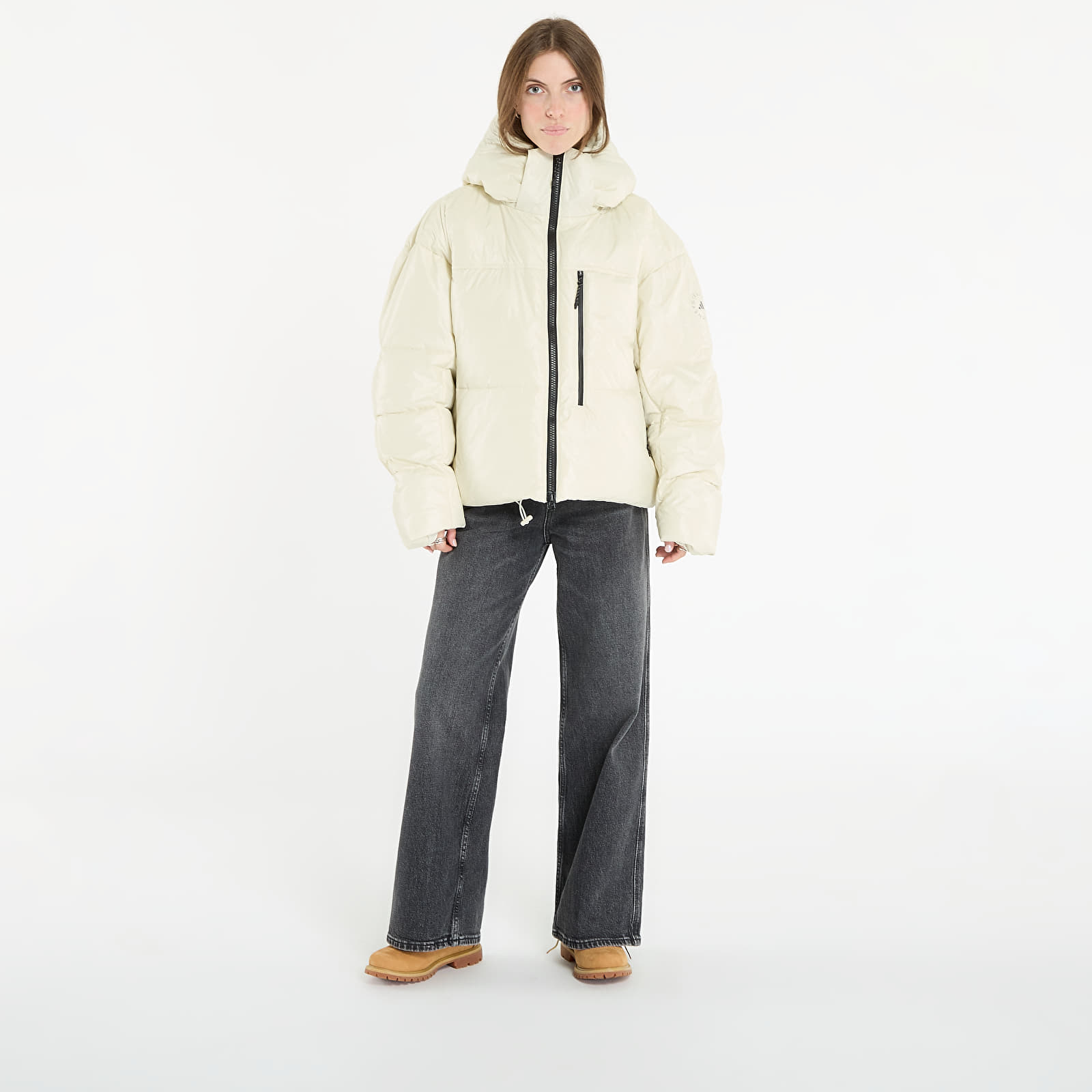 Pufferjoped adidas By Stella McCartney Short Padded Winter Jacket Almond Milk-smc